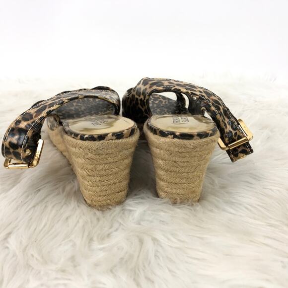 Franco Sarto 7.5 M Womens Cheetah Print Comedy Slingback Espadrille Wedges - Picture 3 of 8